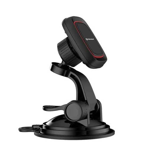 Techsuit - Autós tartó MagGrip (S6) - Műszerfalra, Mágneses tapadás, 360° forgás, Tapadókorong, 2 Metal Plates - Black/Red