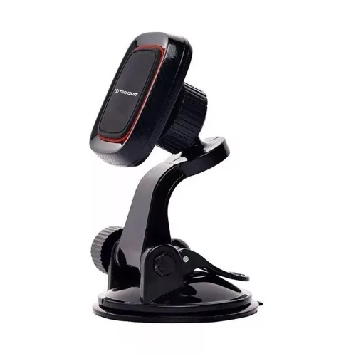 Techsuit - Autós tartó MagGrip (S6) - Műszerfalra, Mágneses tapadás, 360° forgás, Tapadókorong, 2 Metal Plates - Black/Red