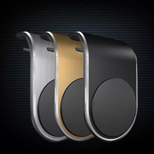 Techsuit - Autós tartó AirGrip (S7) - Waterfall-Shaped, Mágneses Biztos tartás Szellőzőrácsra, Szorítókarok - Black / Silver