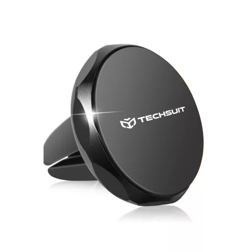Techsuit - Autós tartó TinyGrip (S9) - Szellőzőrácsra, with Metal Plate, Erős mágnes, Univerzális Compatibility - Black / Silver