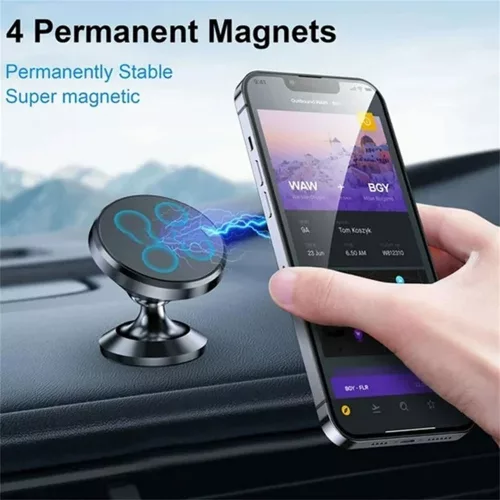 Techsuit - Autós tartó TinyGrip (S10) - Universal Mágneses Mobile Mount, with Metal Plate, Erős mágnes - Black