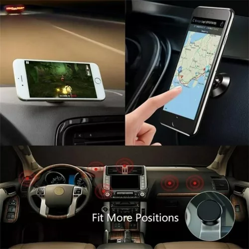 Techsuit - Autós tartó TinyGrip (S10) - Universal Mágneses Mobile Mount, with Metal Plate, Erős mágnes - Black