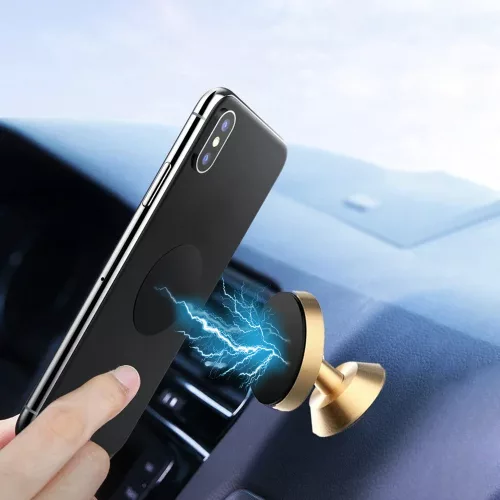 Techsuit - Autós tartó TinyGrip (S10) - Universal Mágneses Mobile Mount, with Metal Plate, Erős mágnes - Black