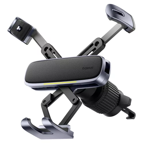 Baseus - Autós tartó (C40483401813-00) Phone/Tablet, Leather Finish, Retractable Arms, Auto Clamping  - Black Silver