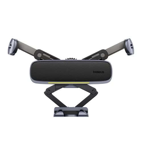 Baseus - Autós tartó (C40483401813-00) Phone/Tablet, Leather Finish, Retractable Arms, Auto Clamping  - Black Silver