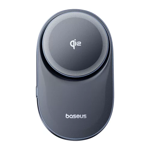 Baseus - Vezeték nélküli Autós tartó PrimeTrip VC1 Pro (C40169009123-00) - Szellőzőrácsra, Type-C, 15W, Qi2, with Cooling Fan - Black