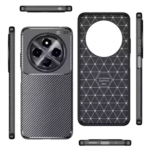 Techsuit - CarbonFiber szilikon tok - Xiaomi Redmi Note 14 Pro 4G - Fekete
