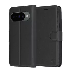   Techsuit - Leather Folio kinyitható tok - Google Pixel 10 / 10 Pro - Fekete