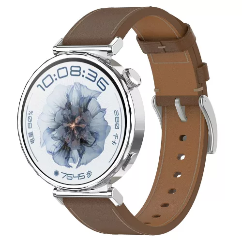 Techsuit - Watchband 18mm (W073) - Huawei Watch GT 4 (41mm)/W1/Honor Watch S1/Garmin Venu 2S/Vivoactive 4S - Brown