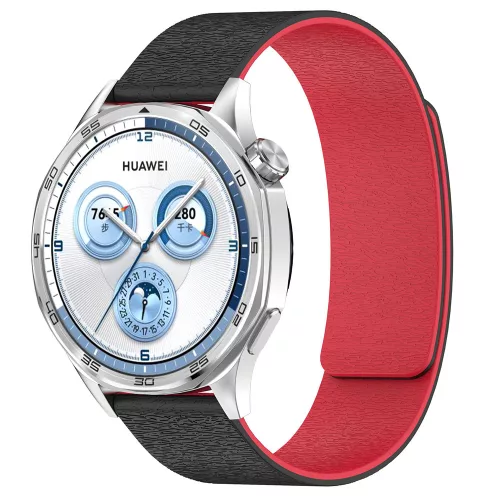 Techsuit - Watchband 18mm (W074) - Huawei Watch GT 4 (41mm)/W1/Honor Watch S1/Garmin Venu 2S/Vivoactive 4S - Black / Red