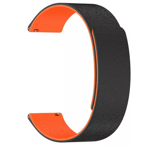 Techsuit - Watchband 18mm (W074) - Huawei Watch GT 4 (41mm)/W1/Honor Watch S1/Garmin Venu 2S/Vivoactive 4S - Black / Orange