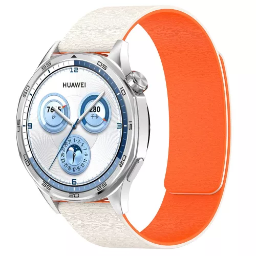 Techsuit - Watchband 20mm (W074) - Samsung Galaxy Watch4/5/Active 2, Huawei Watch GT 3 (42mm)/GT 3 Pro (43mm) - Beige/Orange
