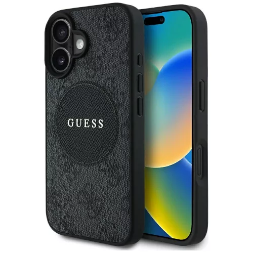 Guess - 4G Kör Klasszikus Logó MagSafe (GUHMP16SP4PGRSGK) - iPhone 16 - Fekete