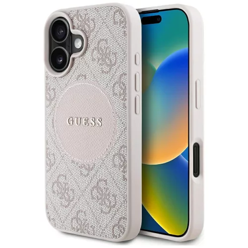 Guess - 4G Kör Klasszikus Logó MagSafe (GUHMP16SP4PGRSGP) - iPhone 16 - Rózsaszín