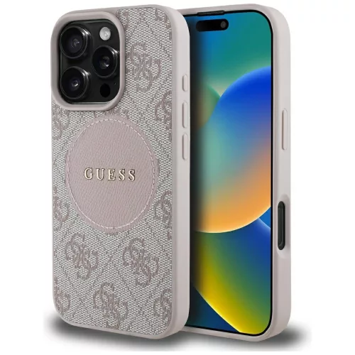 Guess - 4G Kör Klasszikus Logó MagSafe (GUHMP16LP4PGRSGP) - iPhone 16 Pro - Rózsaszín
