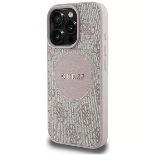Guess - 4G Kör Klasszikus Logó MagSafe (GUHMP16LP4PGRSGP) - iPhone 16 Pro - Rózsaszín