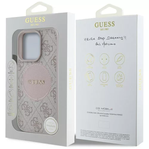 Guess - 4G Kör Klasszikus Logó MagSafe (GUHMP16LP4PGRSGP) - iPhone 16 Pro - Rózsaszín