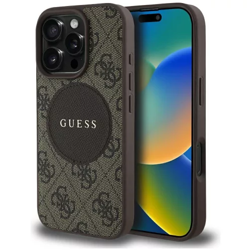 Guess - 4G Kör Klasszikus Logó MagSafe (GUHMP16XP4PGRSGW) - iPhone 16 Pro Max - Barna