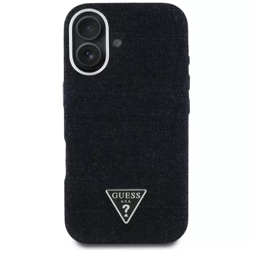 Guess - Farmerszövet Háromszög Logó MagSafe (GUHMP16SRJFWTLK) - iPhone 16 - Fekete