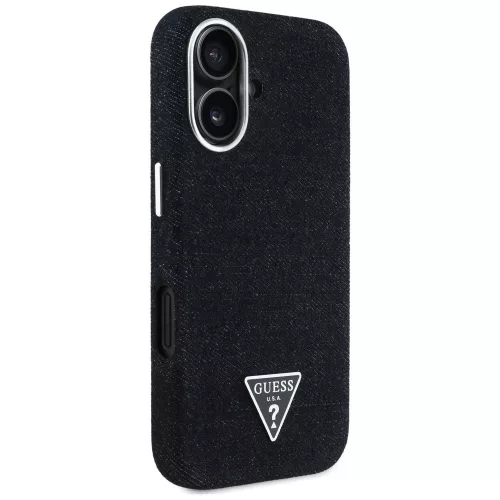 Guess - Farmerszövet Háromszög Logó MagSafe (GUHMP16SRJFWTLK) - iPhone 16 - Fekete