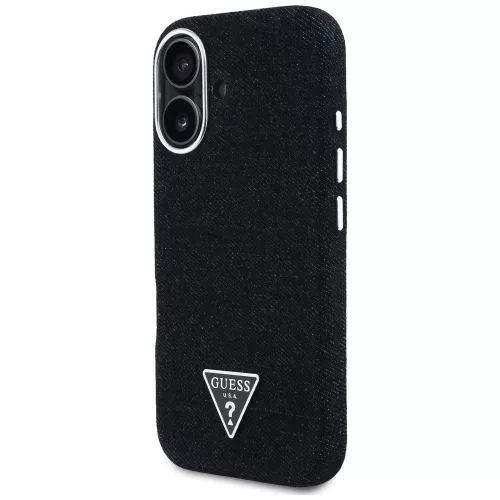 Guess - Farmerszövet Háromszög Logó MagSafe (GUHMP16SRJFWTLK) - iPhone 16 - Fekete