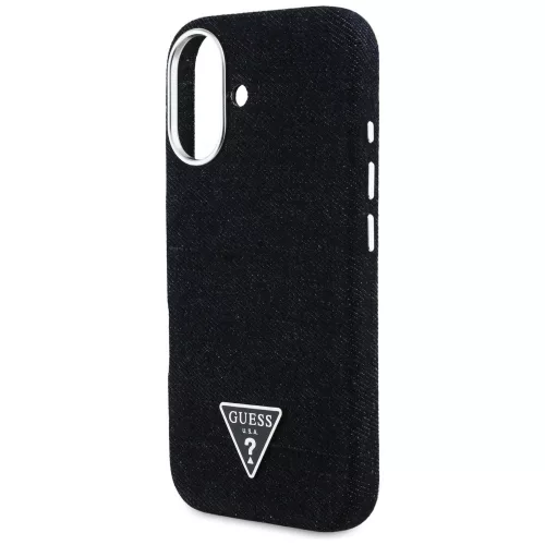 Guess - Farmerszövet Háromszög Logó MagSafe (GUHMP16SRJFWTLK) - iPhone 16 - Fekete