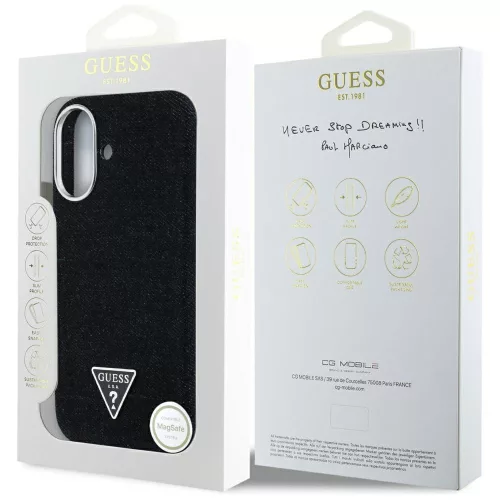 Guess - Farmerszövet Háromszög Logó MagSafe (GUHMP16SRJFWTLK) - iPhone 16 - Fekete