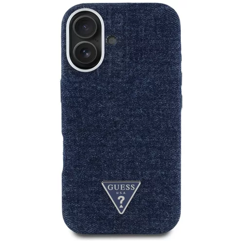 Guess - Farmerszövet Háromszög Logó MagSafe (GUHMP16SRJFWTLB) - iPhone 16 - Kék