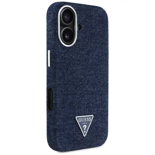 Guess - Farmerszövet Háromszög Logó MagSafe (GUHMP16SRJFWTLB) - iPhone 16 - Kék