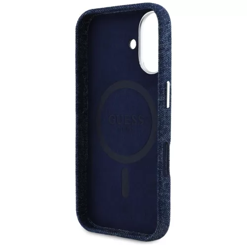 Guess - Farmerszövet Háromszög Logó MagSafe (GUHMP16SRJFWTLB) - iPhone 16 - Kék