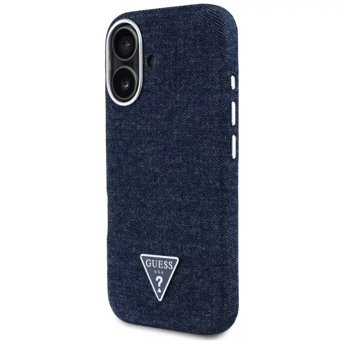 Guess - Farmerszövet Háromszög Logó MagSafe (GUHMP16SRJFWTLB) - iPhone 16 - Kék