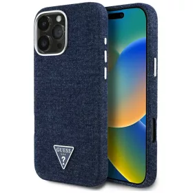   Guess - Farmerszövet Háromszög Logó MagSafe (GUHMP16LRJFWTLB) - iPhone 16 Pro - Kék