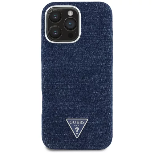 Guess - Farmerszövet Háromszög Logó MagSafe (GUHMP16LRJFWTLB) - iPhone 16 Pro - Kék