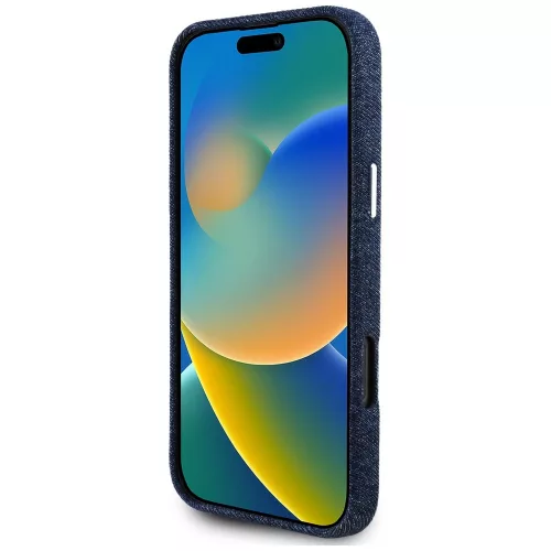 Guess - Farmerszövet Háromszög Logó MagSafe (GUHMP16LRJFWTLB) - iPhone 16 Pro - Kék