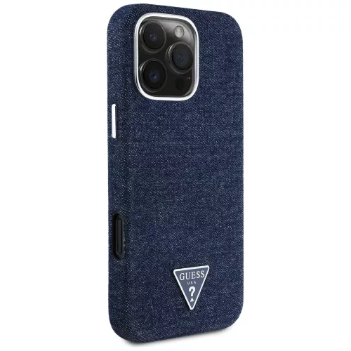 Guess - Farmerszövet Háromszög Logó MagSafe (GUHMP16XRJFWTLB) - iPhone 16 Pro Max - Kék