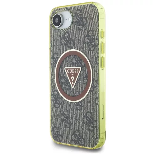 Guess - IML Fém Csillámos 4G Kör Háromszög MagSafe (GUHMPSE4HG4PRTGW) - iPhone 16e / iPhone 17e - Barna
