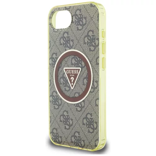 Guess - IML Fém Csillámos 4G Kör Háromszög MagSafe (GUHMPSE4HG4PRTGW) - iPhone 16e / iPhone 17e - Barna
