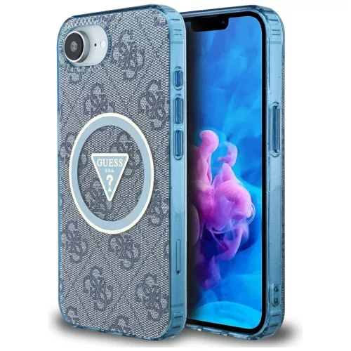 Guess - IML Metal Glitter 4G Circle Triangle MagSafe (GUHMPSE4HG4PRTGB) - iPhone 16e / iPhone 17e - Blue