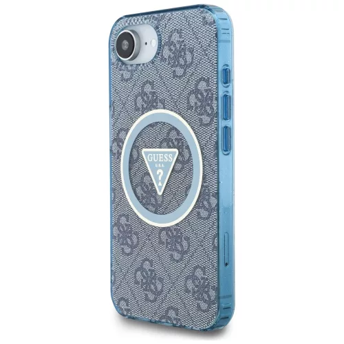 Guess - IML Fém Csillámos 4G Kör Háromszög MagSafe (GUHMPSE4HG4PRTGB) - iPhone 16e / iPhone 17e - Kék