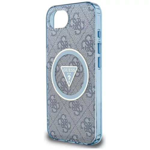 Guess - IML Fém Csillámos 4G Kör Háromszög MagSafe (GUHMPSE4HG4PRTGB) - iPhone 16e / iPhone 17e - Kék