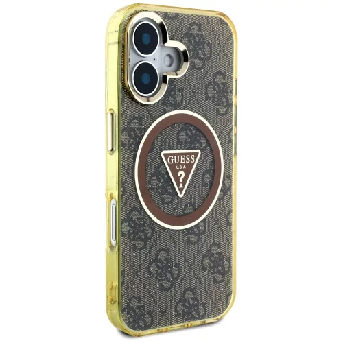 Guess - IML Metal Glitter 4G Circle Triangle MagSafe (GUHMP16SHG4PRTGW) - iPhone 16 - Brown