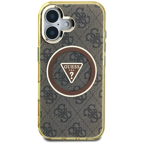 Guess - IML Metal Glitter 4G Circle Triangle MagSafe (GUHMP16SHG4PRTGW) - iPhone 16 - Brown