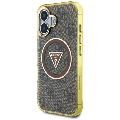 Guess - IML Metal Glitter 4G Circle Triangle MagSafe (GUHMP16SHG4PRTGW) - iPhone 16 - Brown