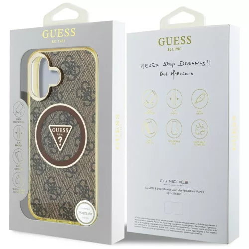 Guess - IML Metal Glitter 4G Circle Triangle MagSafe (GUHMP16SHG4PRTGW) - iPhone 16 - Brown
