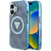 Guess - IML Fém Csillámos 4G Kör Háromszög MagSafe (GUHMP16SHG4PRTGB) - iPhone 16 - Kék
