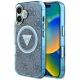 Guess - IML Fém Csillámos 4G Kör Háromszög MagSafe (GUHMP16SHG4PRTGB) - iPhone 16 - Kék