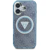Guess - IML Fém Csillámos 4G Kör Háromszög MagSafe (GUHMP16SHG4PRTGB) - iPhone 16 - Kék