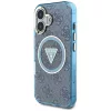 Guess - IML Fém Csillámos 4G Kör Háromszög MagSafe (GUHMP16SHG4PRTGB) - iPhone 16 - Kék