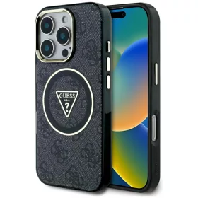   Guess - IML Fém Csillámos 4G Kör Háromszög MagSafe (GUHMP16LHG4PRTGK) - iPhone 16 Pro - Fekete