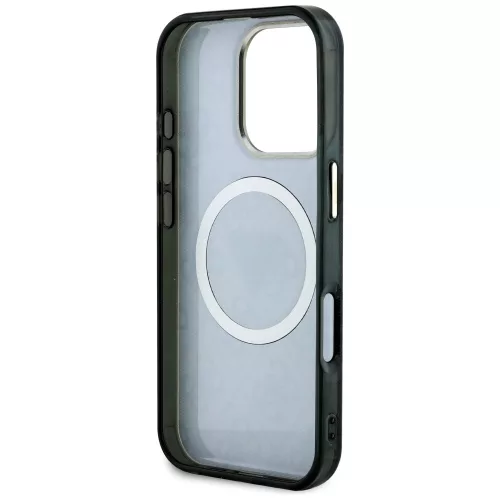 Guess - IML Fém Csillámos 4G Kör Háromszög MagSafe (GUHMP16LHG4PRTGK) - iPhone 16 Pro - Fekete